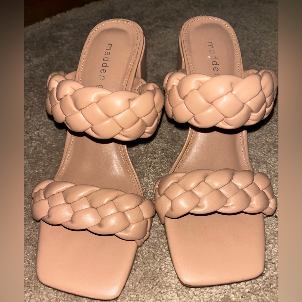 Madden Girl nude square toe heels size 8